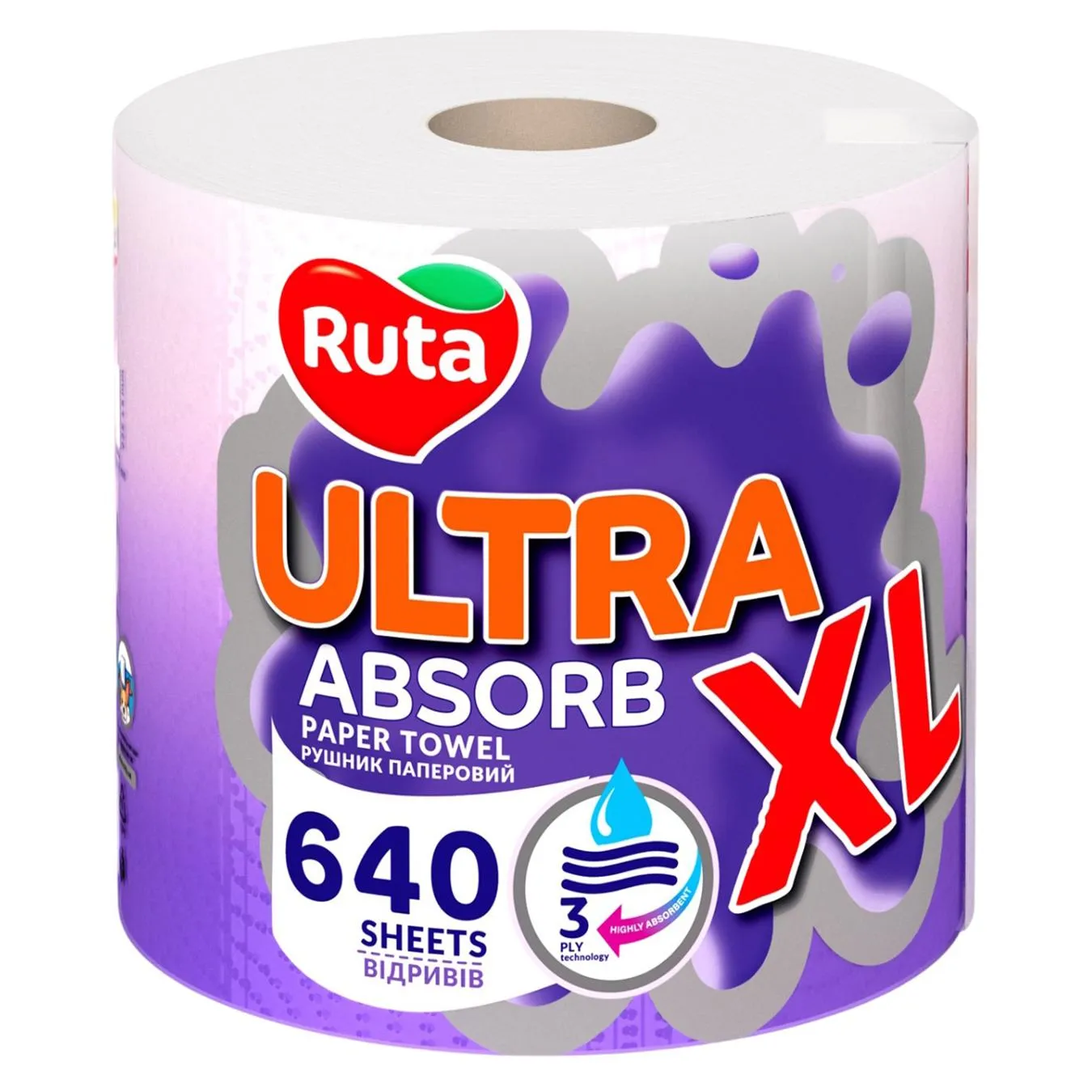 Рушники паперові Ruta Ultra XL 3-шарові 640 відривів 1шт - Фото 1