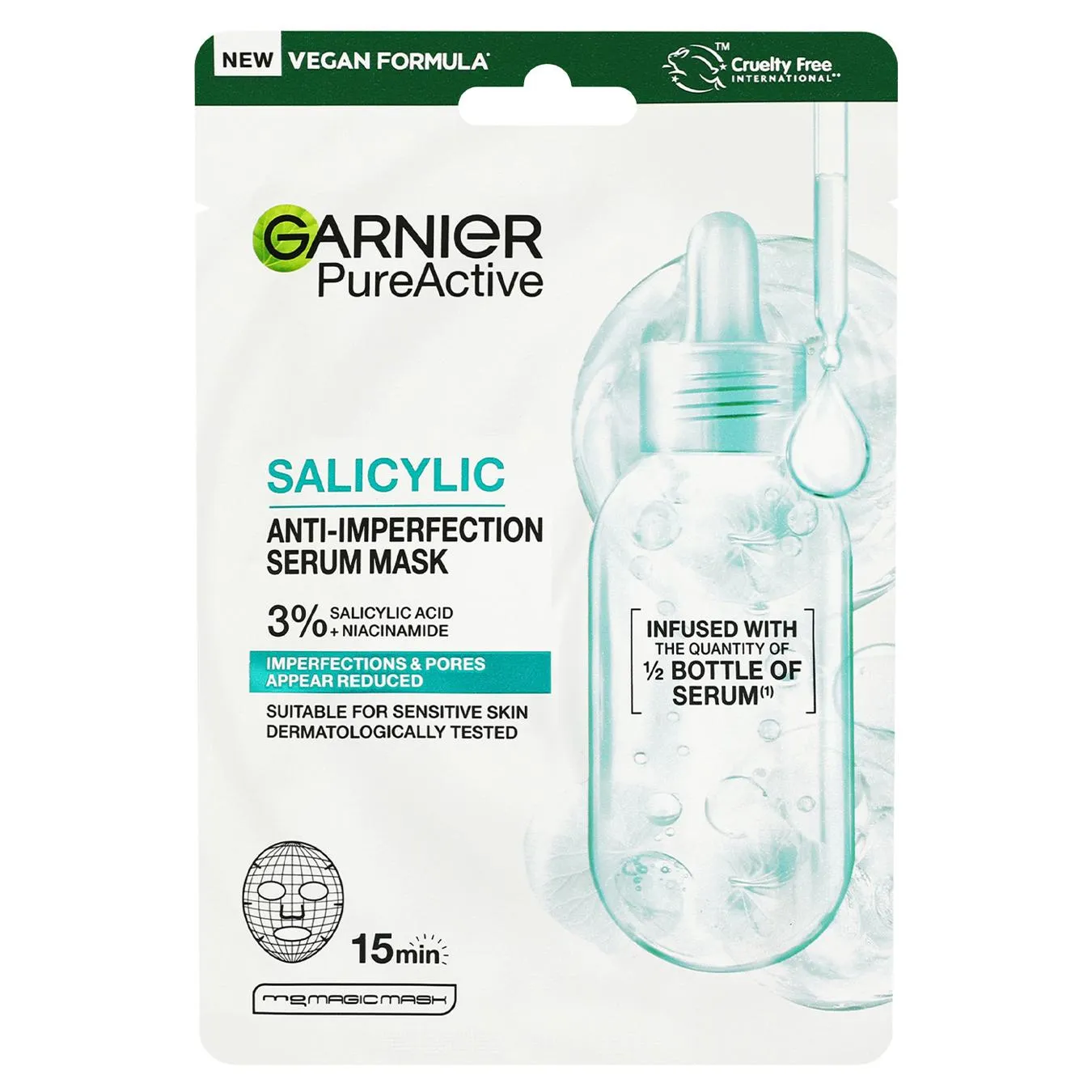 Маска для обличчя Garnier Pure Active тканинна з саліциловою кислотою 23г - Фото 3