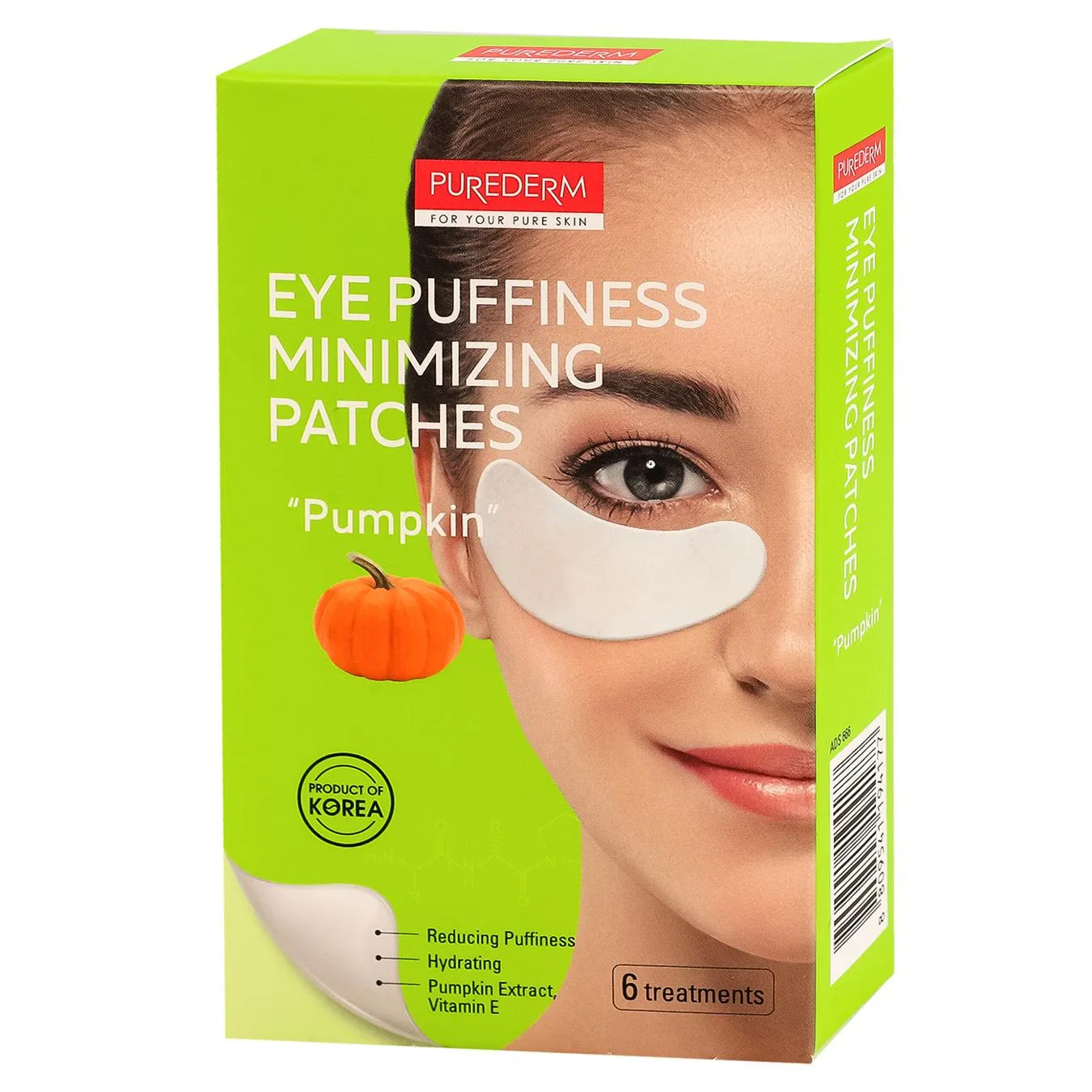 Патчі Purederm Гарбуз для зменшення набряклості під очима 8г*6шт - Фото 1