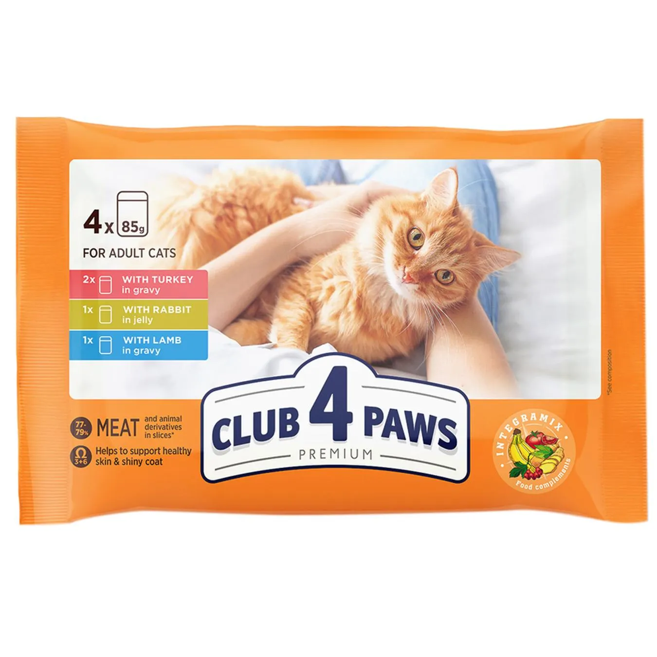 Корм вологий Club 4 Paws Premium з індичкою, кроликом, ягням для котів 4шт*85г - Фото 1