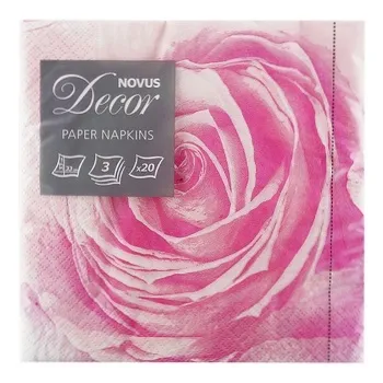 Серветки Novus Бутон Троянди паперові з малюнком 3-шарові 33x33см 20шт - Фото 1