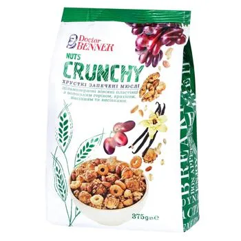 Кранчі Doctor Benner Nuts Crunchy хрусткі запечені 375г - Фото 1