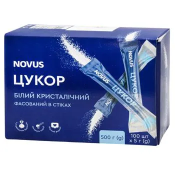 Цукор Novus І категорії білий кристалічний порційний 500г - Photo 1