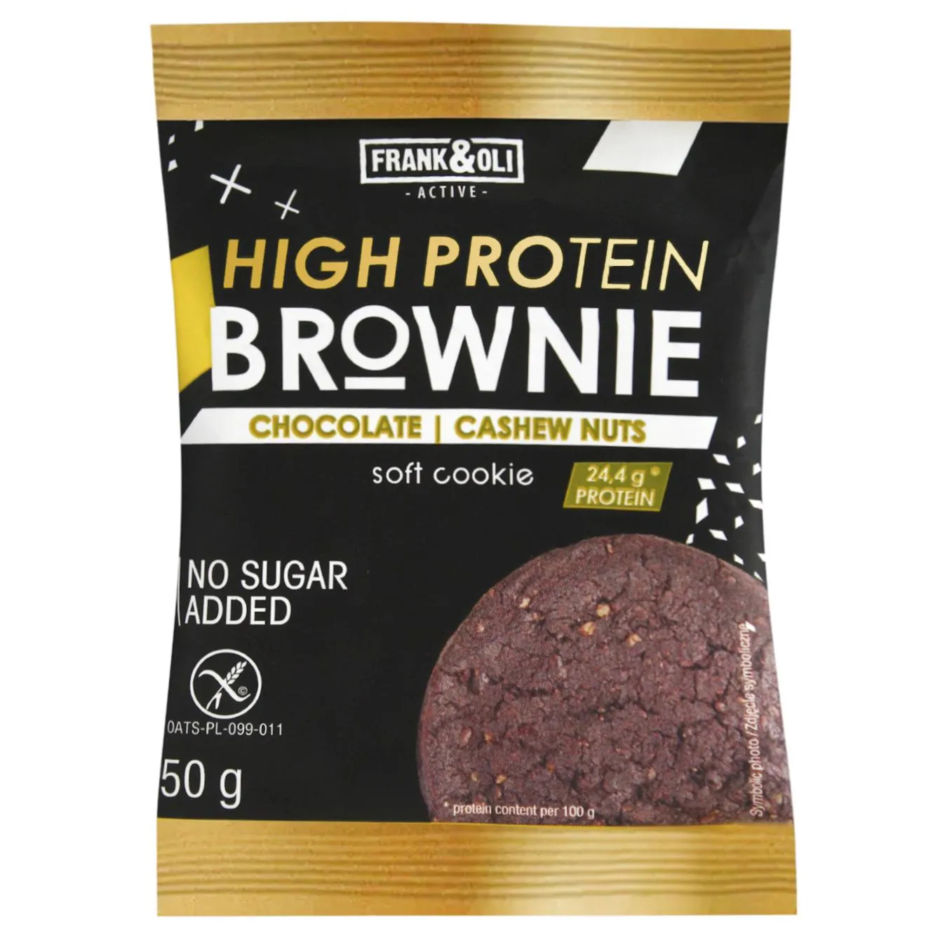 Печиво протеїнове брауні кеш'ю Frank Oli 50г - Фото 1