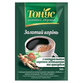 Напій на основі ячменю та цикорію Тонус Золотий корінь з коренем женьшеню 50г - Photo 1