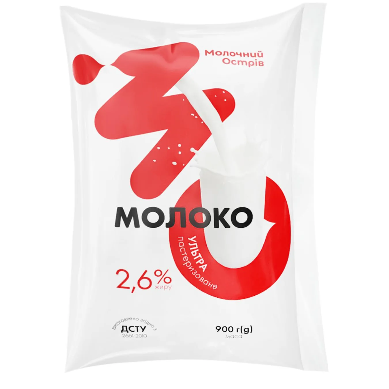 Молоко Молочний Острів ультрапастеризоване 2,6% 900г - Фото 1