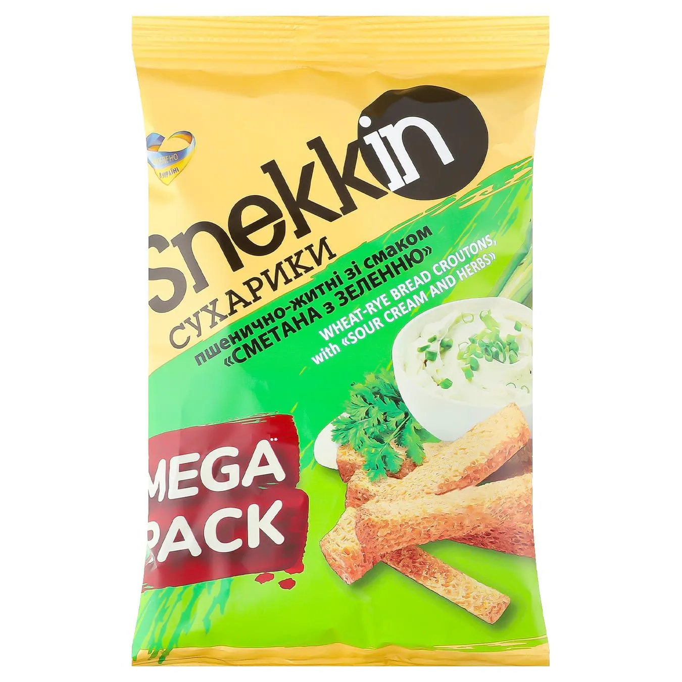 Сухарики Snekkin зі смаком сметани із зеленню 150г - Фото 4