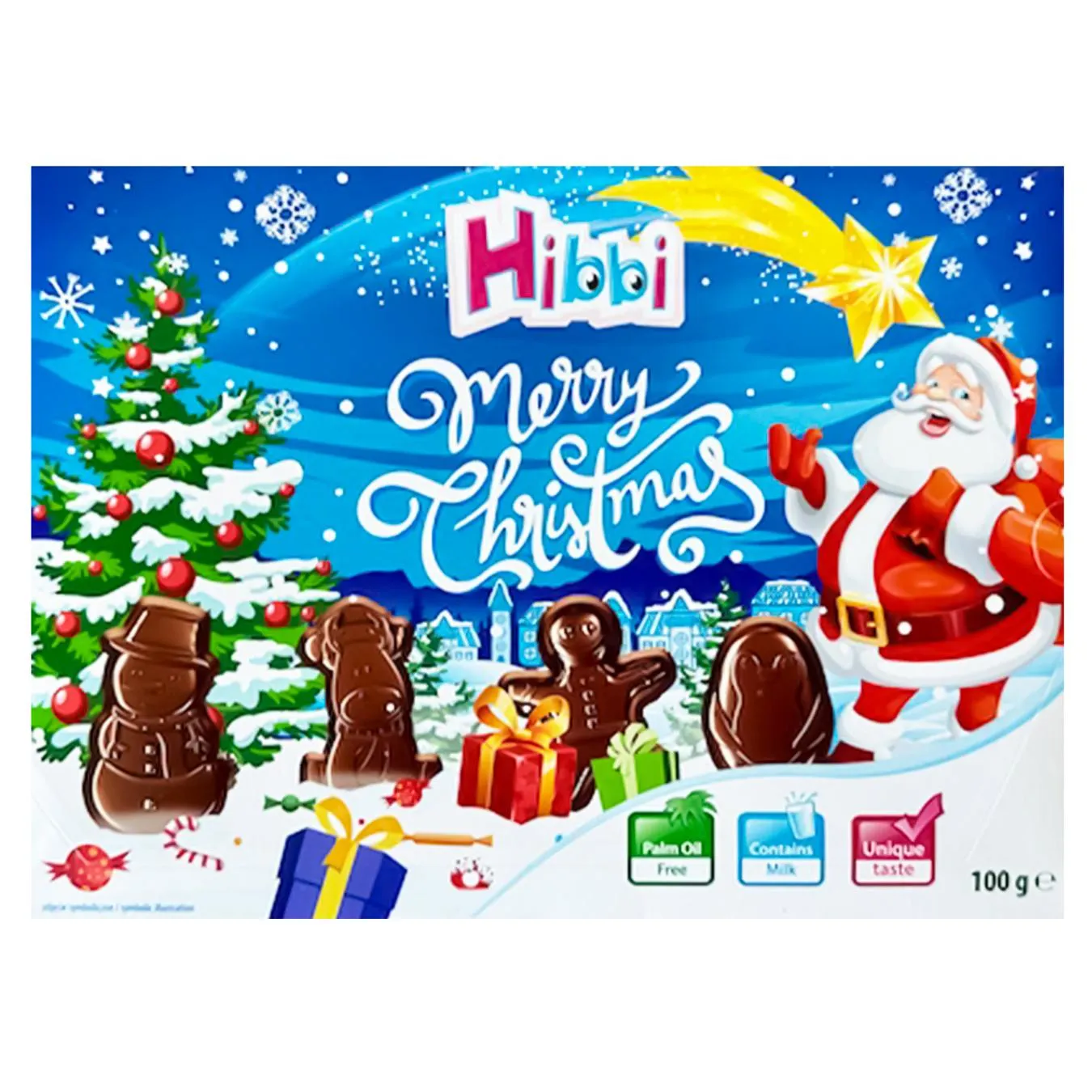 Шоколад Hibbi Merry Christmas праліне з молочного шоколаду 100г - Фото 1