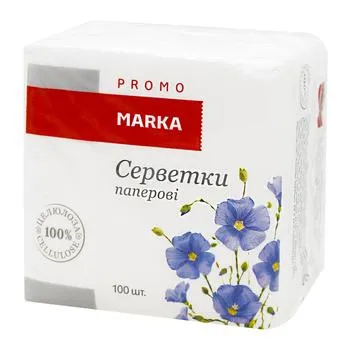 Серветки Marka Promo паперові 100шт 23x24см - Photo 1