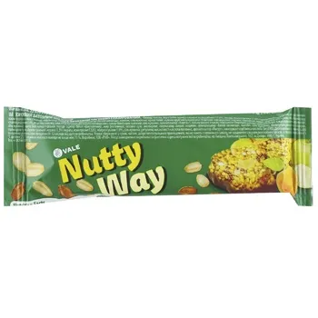 Батончик-мюслі Vale Nutty Way горіховий з фруктами частково глазурований 40г - Photo 1