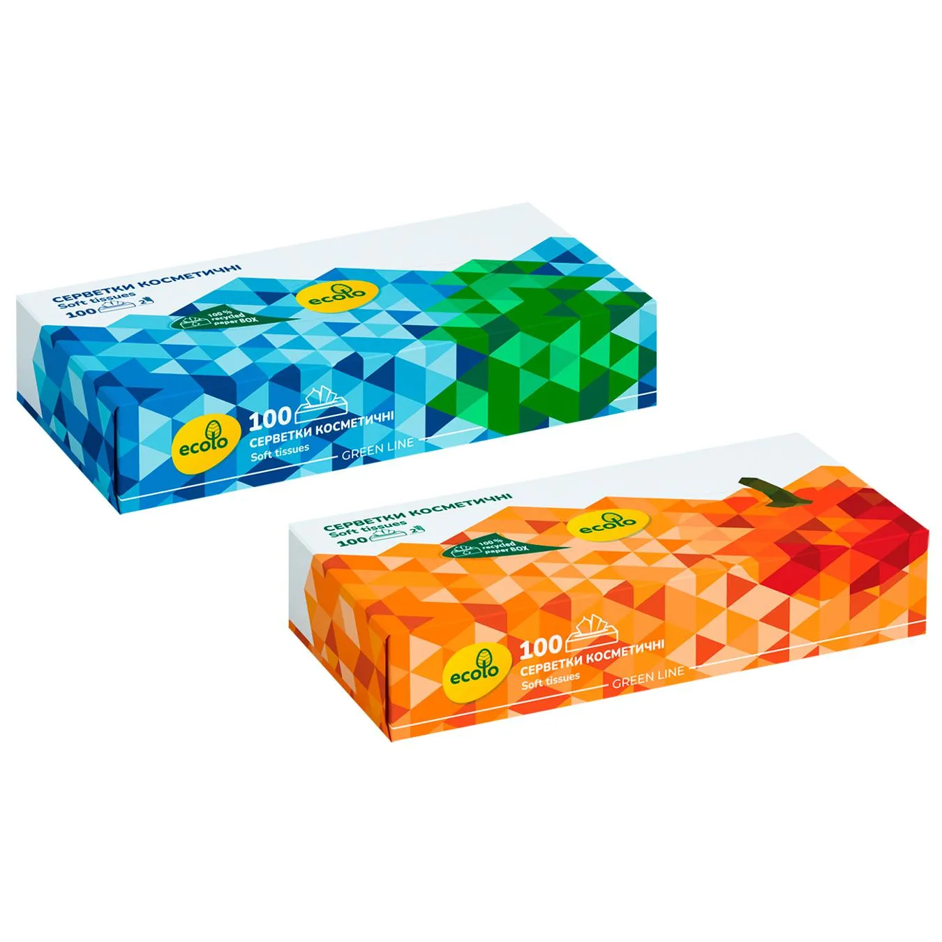 Серветки косметичні Ecolo двошарові білі 100шт - Фото 1
