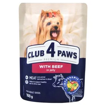Корм вологий Club 4 Paws з яловичиною для собак 100г - Photo 1