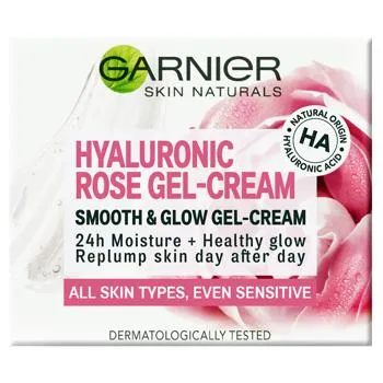 Гель-крем Garnier Skin Naturals Зволожуючий гіалуроновий з трояндовою водою для всіх типів шкіри обличчя 50мл - Фото 1