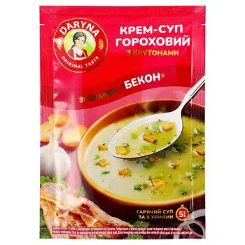 Крем-суп Daryna гороховий зі смаком бекону з крутонами 18г - Photo 1