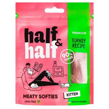 Ласощі для кошенят Half&Half Meaty Softies з індичкою 50г - Photo 1