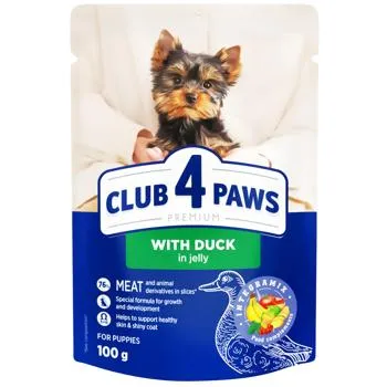 Корм вологий Club 4 Paws Premium з качкою в желе для для цуценят 100г - Photo 1