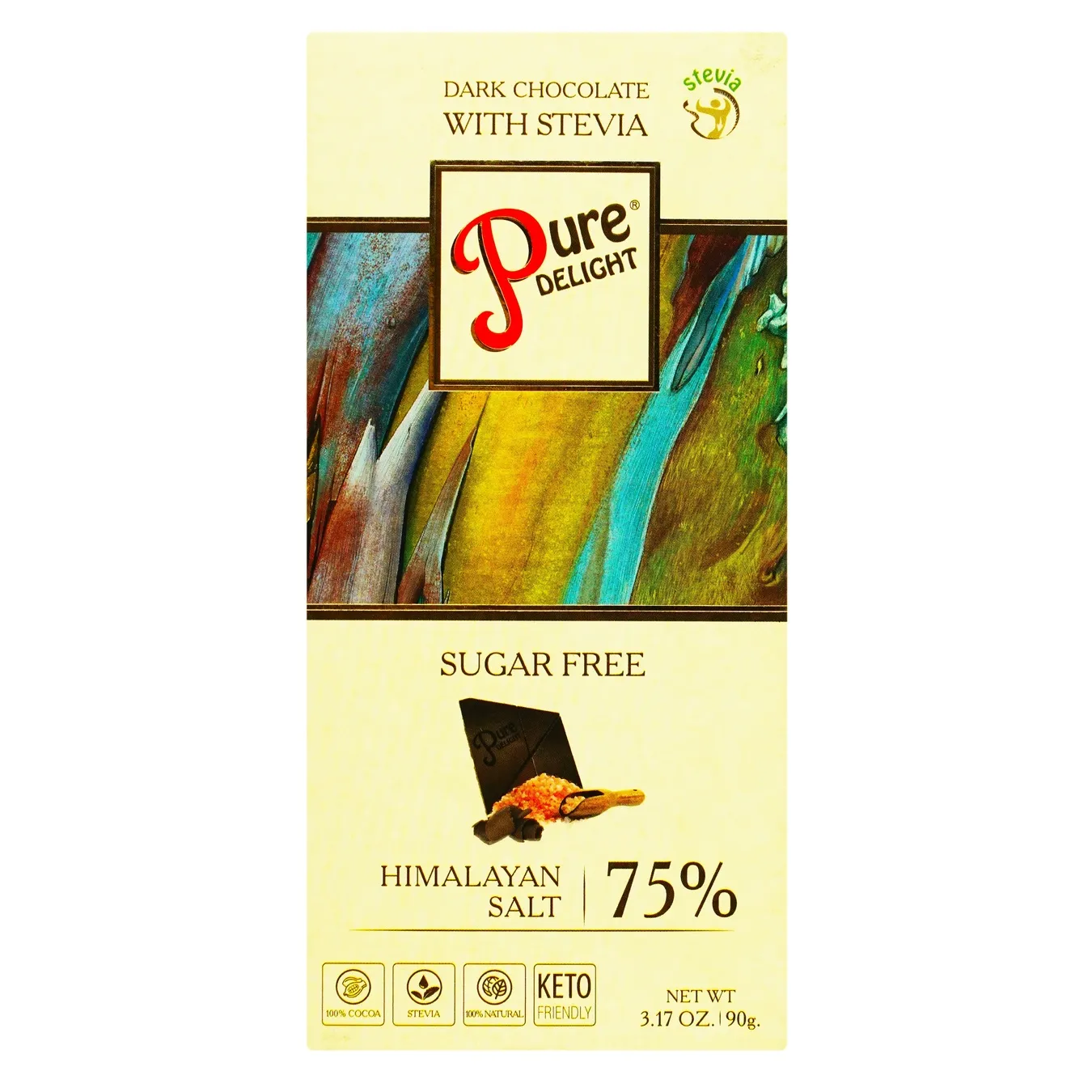 Шоколад чорний Pure Delight з гімалайською сіллю без цукру 90г - Фото 1