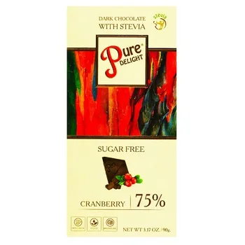 Шоколад чорний Pure Delight з журавлиною без цукру 90г - Фото 1