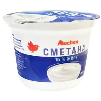 Сметана Auchan 15% 180г - Photo 1
