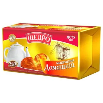 Маргарин Щедро Домашній 40% 250г - Photo 1