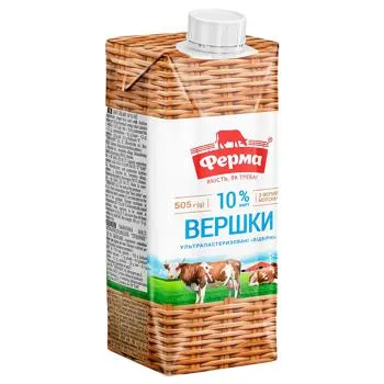 Вершки Ферма Відбірні ультрапастеризовані 10% 505г - Photo 1