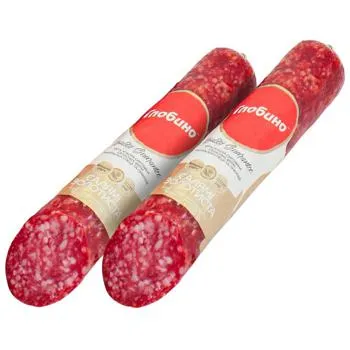 Ковбаса Глобино Салямі Золотиста половина сирокопчена вищий сорт - Фото 1