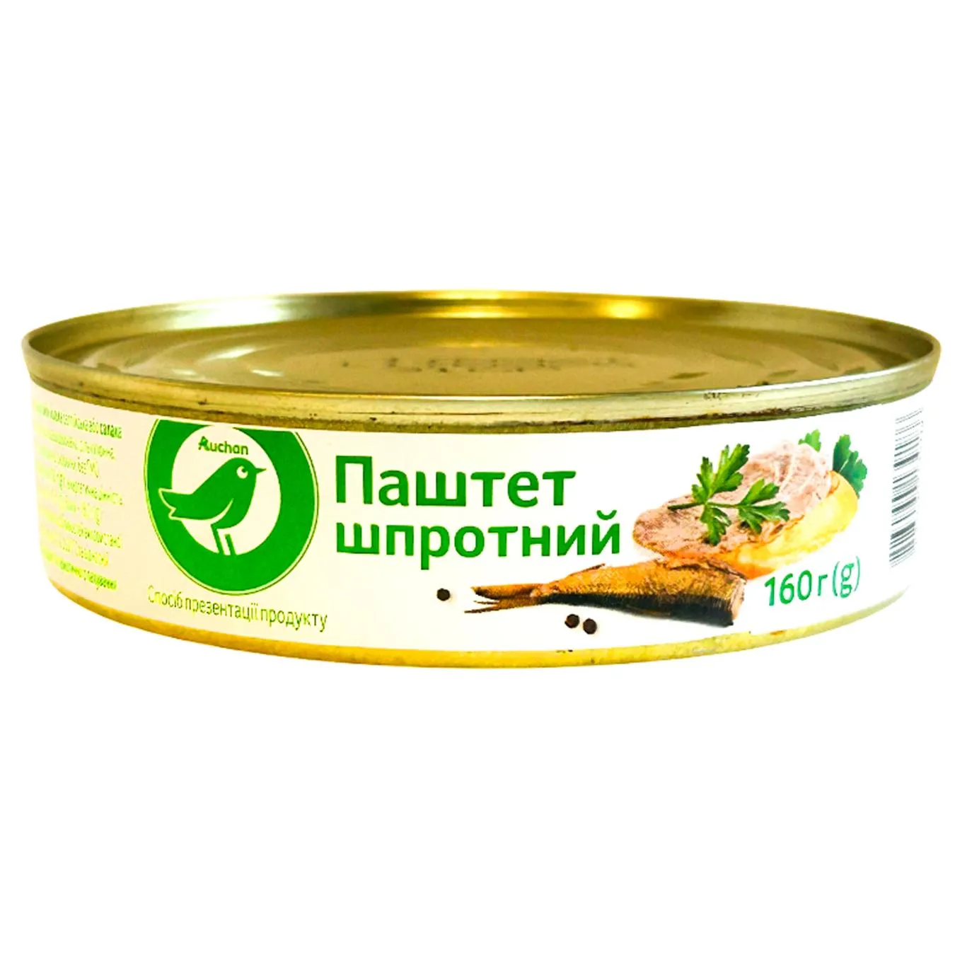 Паштет Auchan шпротний з/б 160г - Фото 1