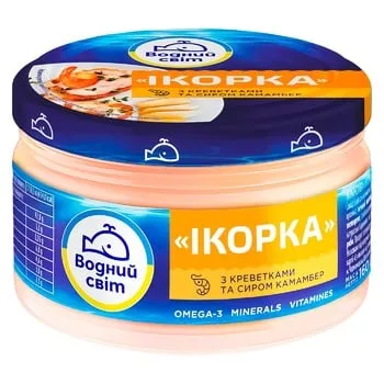Ікра мойви Водний Світ Ікорка з креветками та сиром камамбер 160г - Photo 1