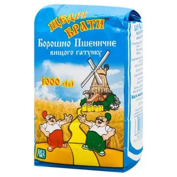 Борошно Щедрі Брати пшеничне вищого гатунку 1кг - Photo 1
