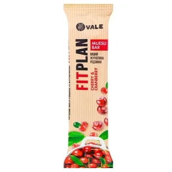 Батончик-мюслі Vale Fitplan вишня, журавлина, родзинки 30г - Photo 1