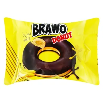 Кекс Brawo Donut з банановою начинкою у какао-молочній глазурі 50г - Photo 1