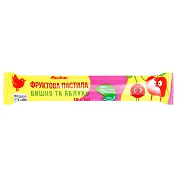 Пастила фруктова Auchan вишня та яблуко 15г - Photo 1