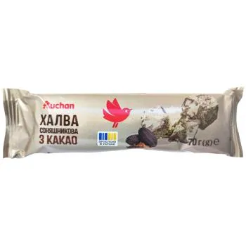 Халва Auchan соняшникова з какао 70г - Photo 1