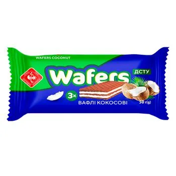 Вафлі Zhytomyr Lasoshchi Wafers кокосові 50г - Photo 1