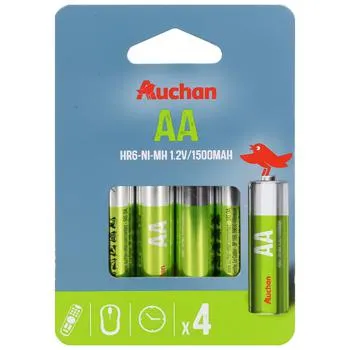Акумулятори Auchan Basic 1500 АА 4шт - Фото 1