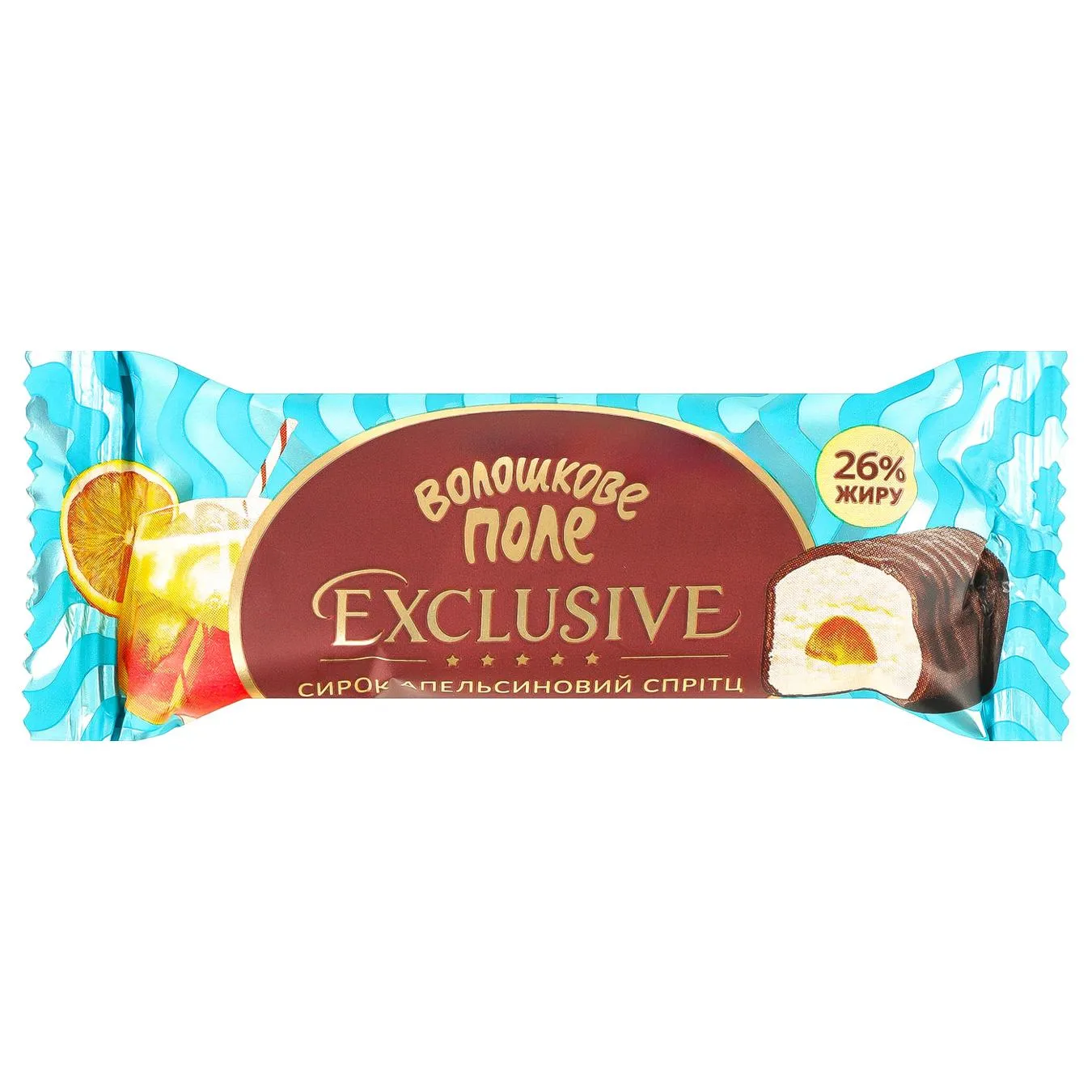 Сирок глазурований Волошкове Поле Exclusive Апельсиновий спрітц 26% 36г - Фото 1