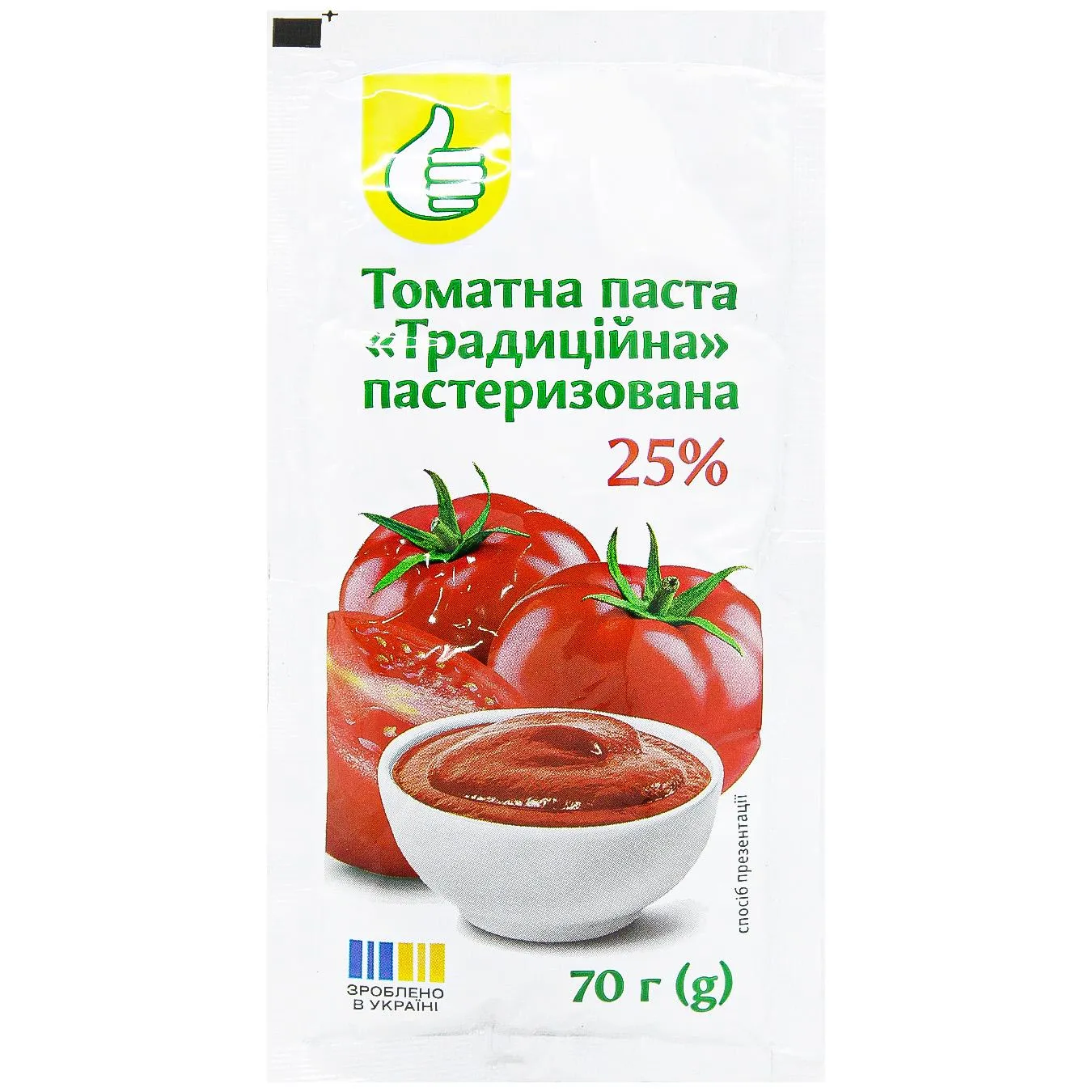 Томатна паста Auchan Традиційна 25% 70г - Фото 1