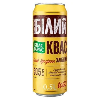 Квас Тарас Білий нефільтрований пастеризований сильногазований хлібний з/б 0,5л - Photo 4
