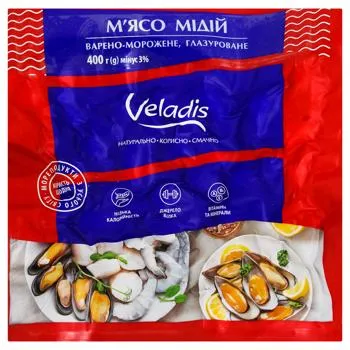 М'ясо мідій Veladis глазуроване варено-морожене 400г - Photo 1