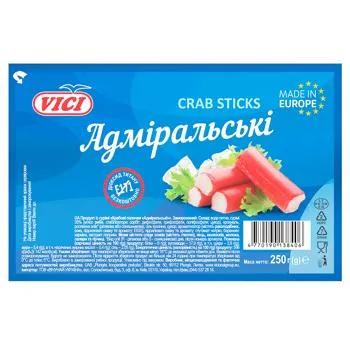 Крабові палички Vici Адміральські заморожені 250г - Фото 1