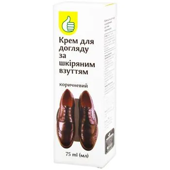 Крем для догляду за шкіряним взуттям Auchan коричневий 75мл - Фото 1