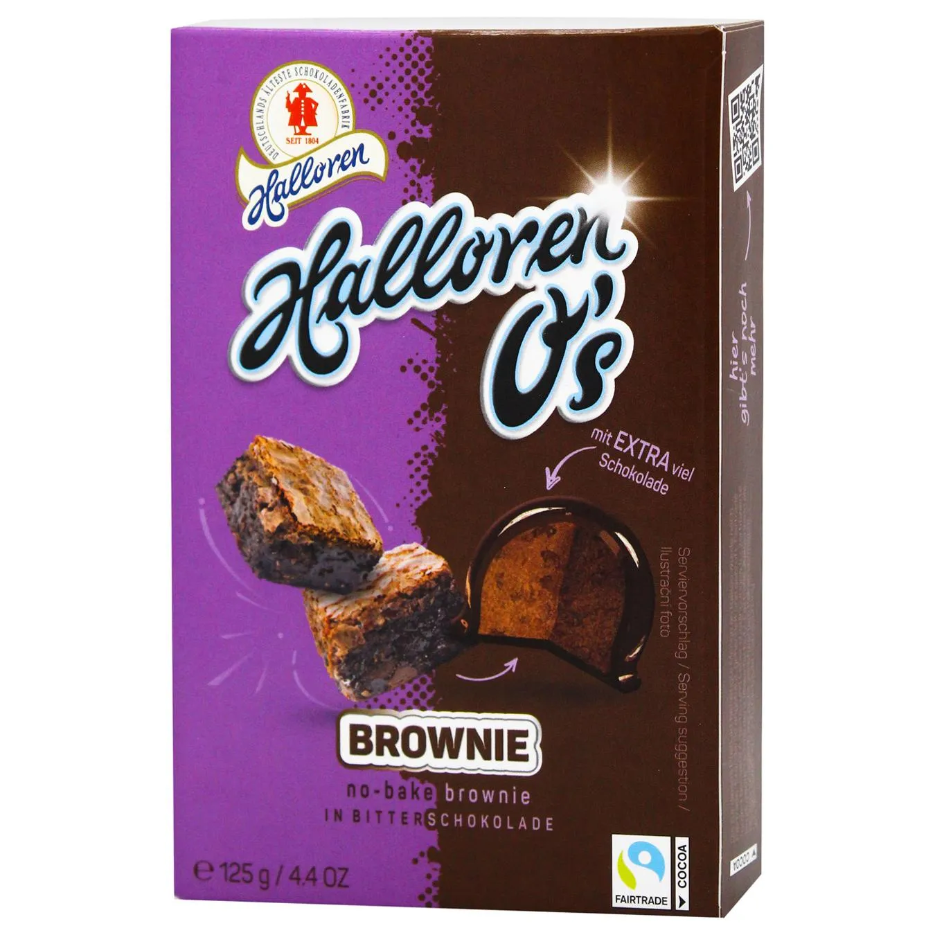 Цукерки Halloren O's Брауні у темному шоколаді 125г - Фото 1