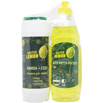 Засіб для миття посуду Mister Lemon 500мл та Порошок для чищення Mister Lemon 500г - Photo 1
