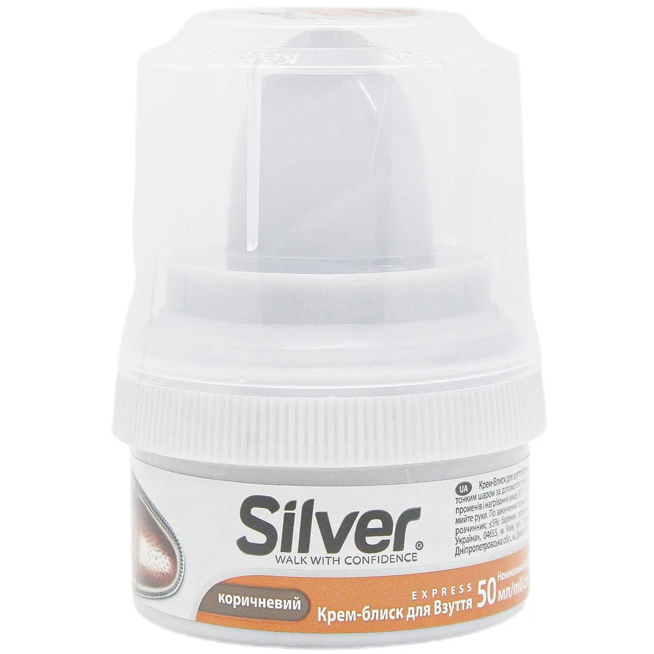 Крем-блиск Silver для взуття коричневий 50мл - Фото 1