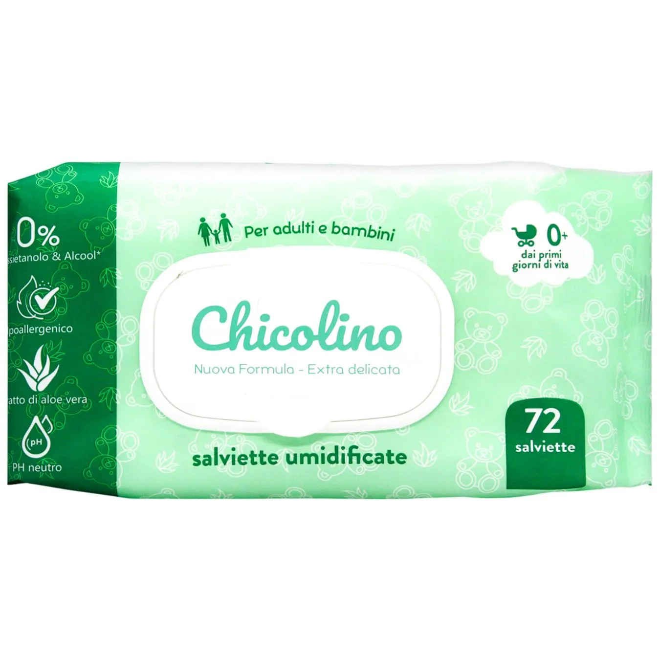 Серветки вологі Chicolino Алое Вера 72шт - Фото 1