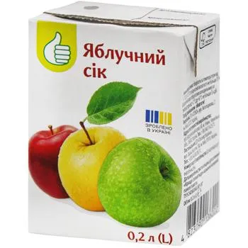 Сік Auchan яблучний 200мл - Photo 1