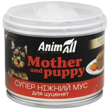Корм вологий AnimAll Mother and Puppy Супер ніжний мус для цуценят 195г - Photo 1