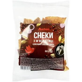Джерки Auchan в соєвому соусі з м'яса курки 60г - Photo 1