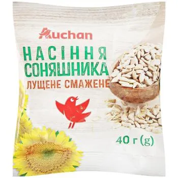 Насіння соняшника Auchan лущене смажене 40г - Photo 1