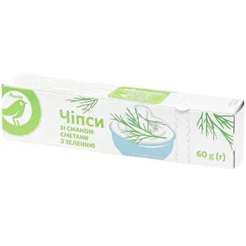 Чипси Auchan зі смаком сметани з зеленню 60г - Photo 1